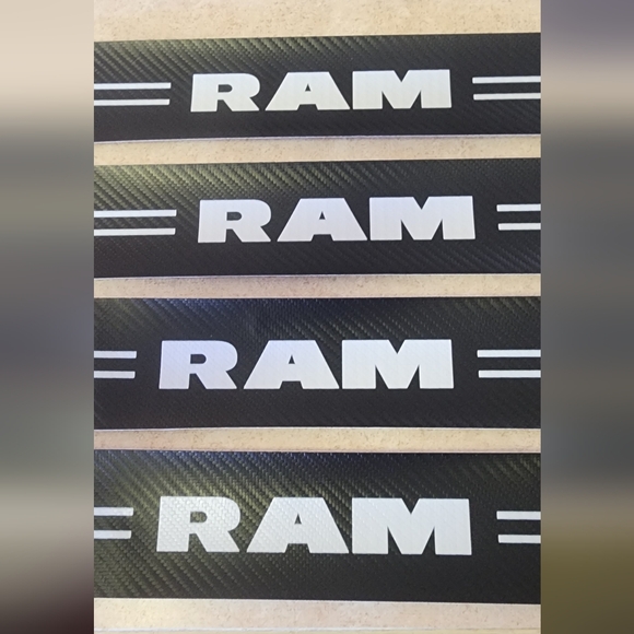 Dodge Ram 4 piece carbon fiber door sill scuff protector decal set - Picture 3 of 4